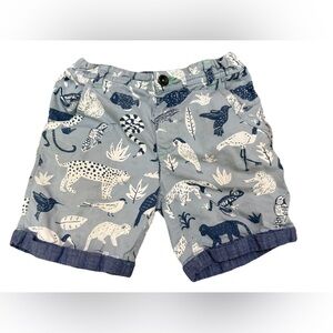 Mini Boden Animal Print Blue Cotton Shorts Boys Size 9Y